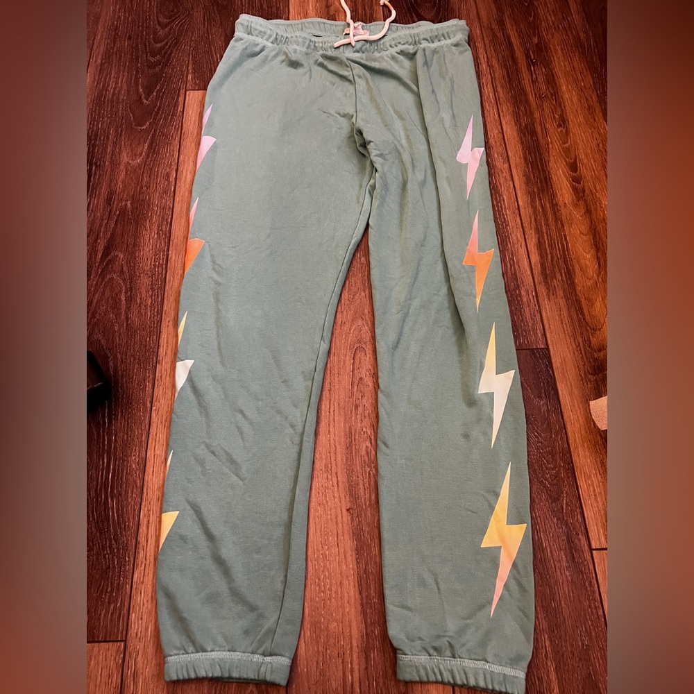 PJ Salvage Seafoam Green Lightning Bolt Joggers